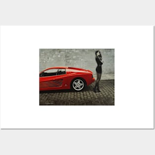 Miss Ferrari. Red Ferrari Testarossa Posters and Art